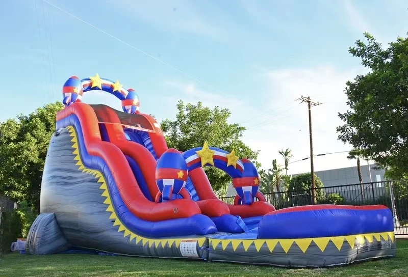 Commercial Backyard Slide Inflatable Bouncer House Rocket Water Slide with Pool