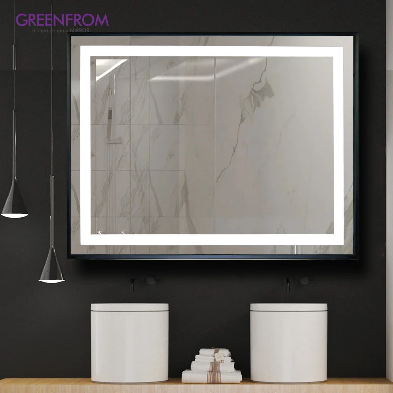 Greenfrom Anti Fog Hotel Luxury Wall Mounted Smart Mirror Led Vanity Bathroom Mirror
