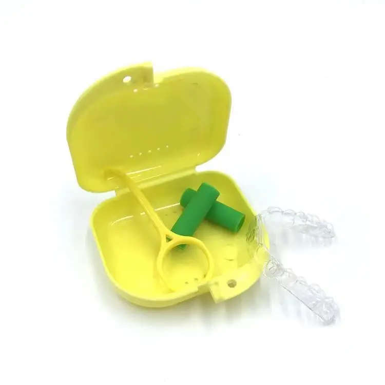 Custom LOGO Apple Shape Plastic Dental Box Mouth Guard Storage Case Dental Dentures Retainer Box Drain Water Plastic Case