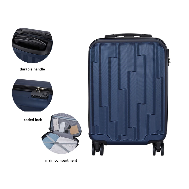 High Capacity Pc Casual Simple Custom Print 20 Inch Suitcase Abs Trolley Bag Travel Bags Luggage Designer Luggage