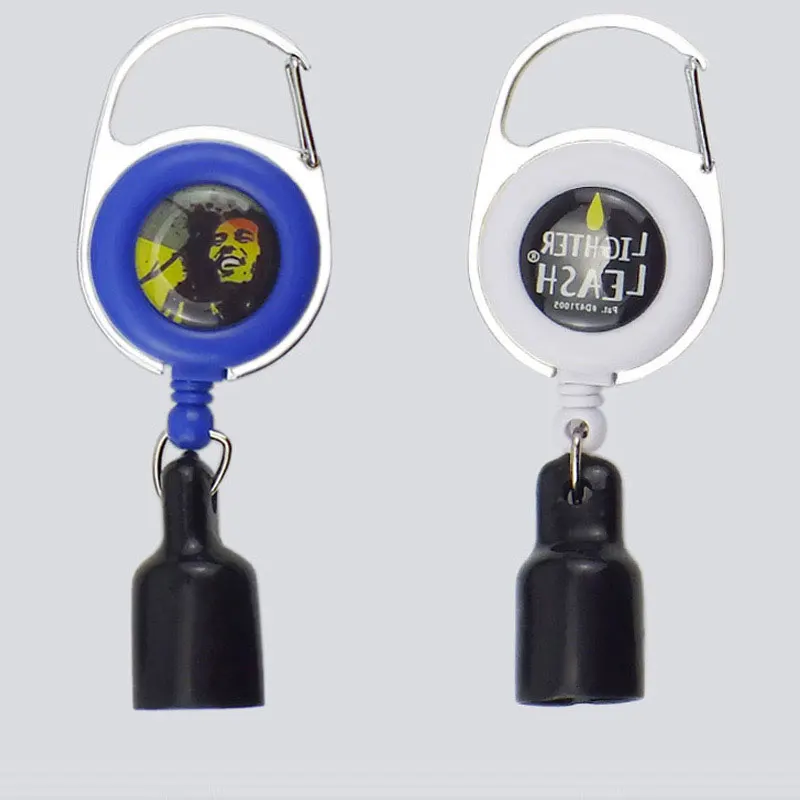2024 New wholesale smoke accessories round mini premium retractable keychain safe clip holder Lighter leash