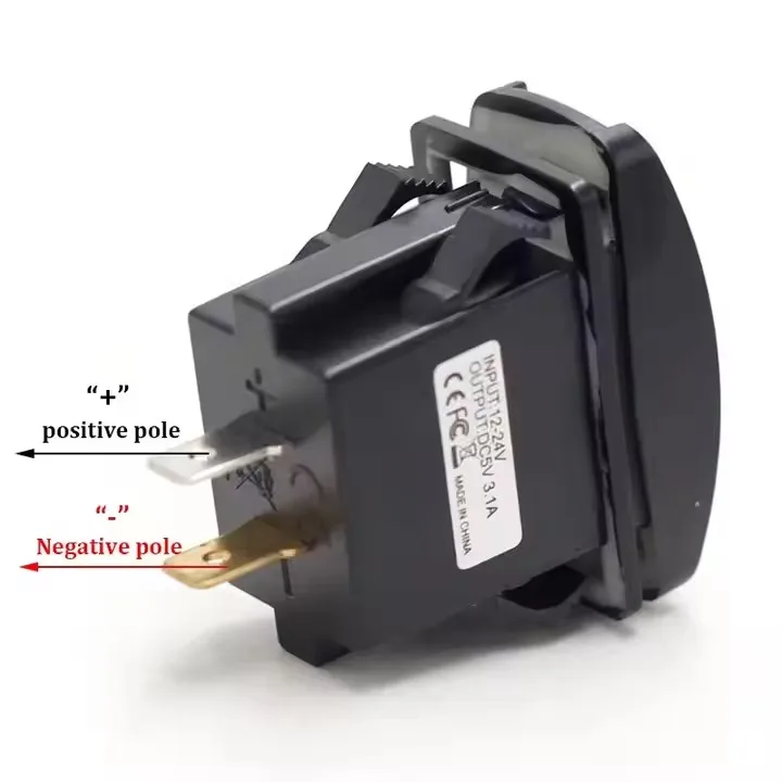 Waterproof 12V 24V 3.1A Rocker Switch Panel Mount Double Port Dual USB Charger Charging Socket for Bus Car