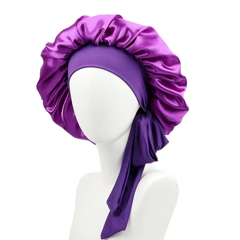 Solid color multicolor satin solid stretch ribbon shower makeup cap anti-knot beauty perm cap