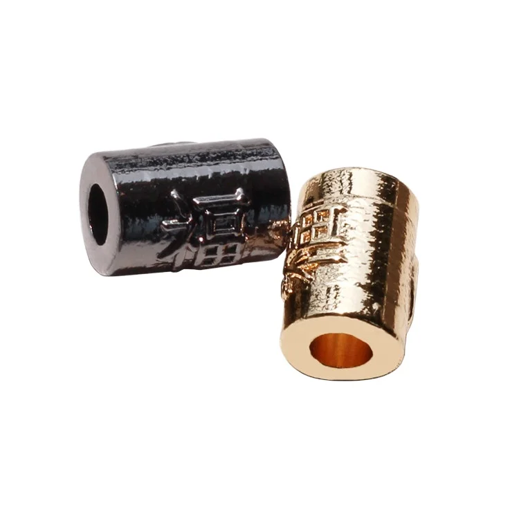 Zinc alloy jewelry accessories customized raise logo cylinder beads for bracelet making