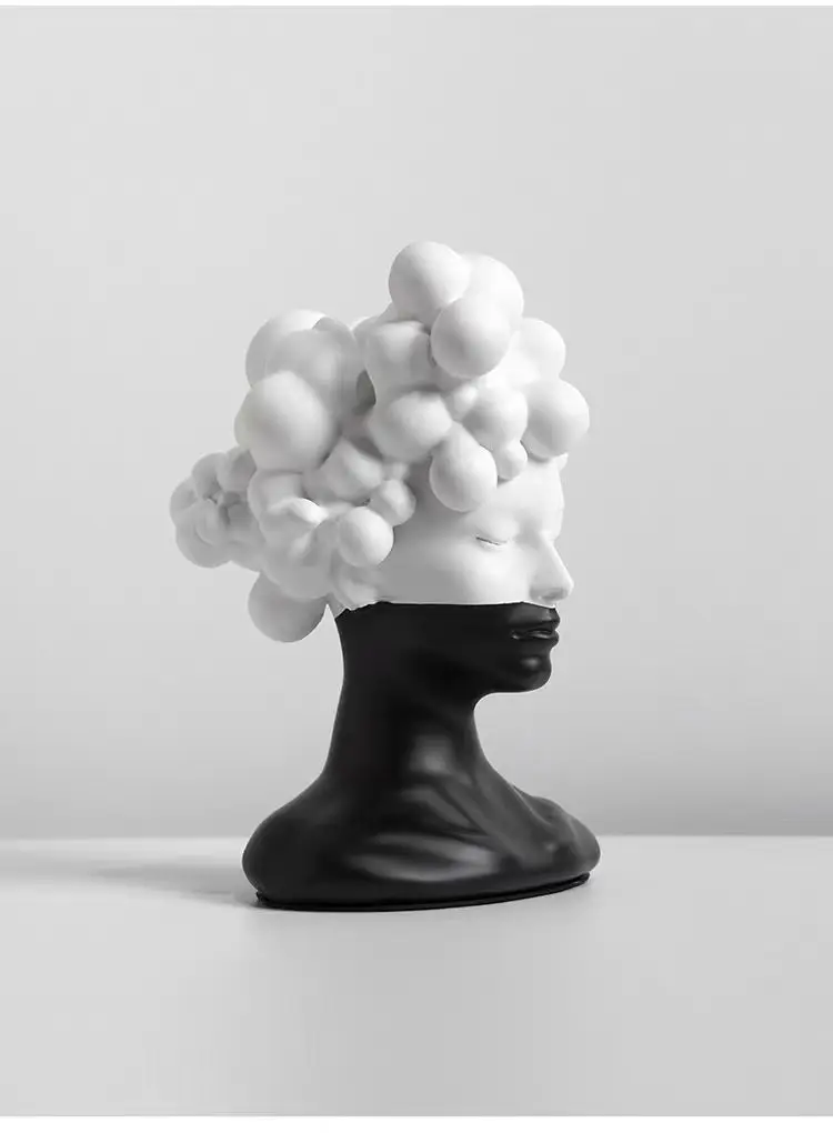 Resin decoration light luxury home decoration Black and white face figure hotel model room porch decoration