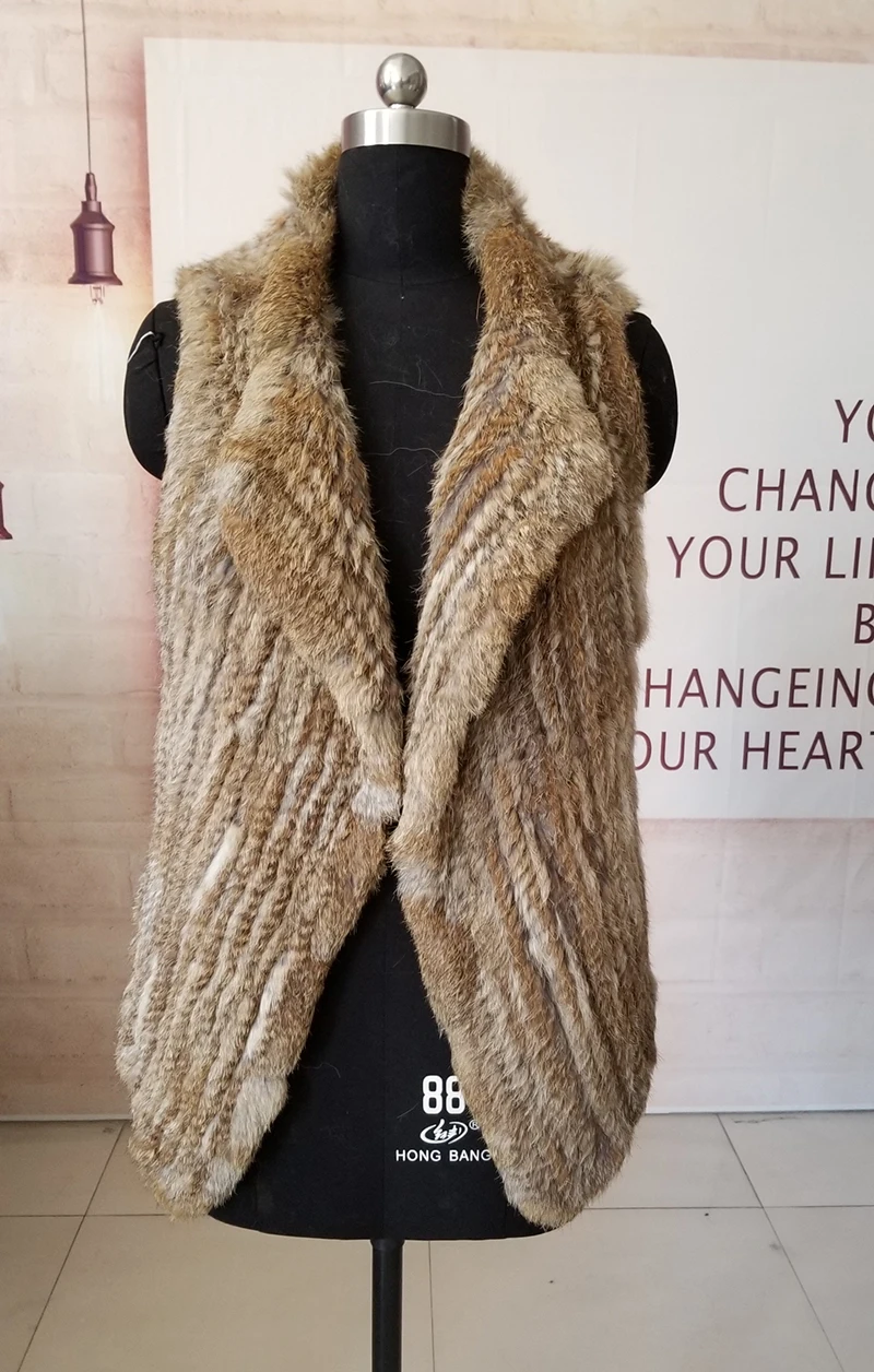 
Promotion Knitted Rabbit Fur Gilet for Girls Cheap Price Vest 
