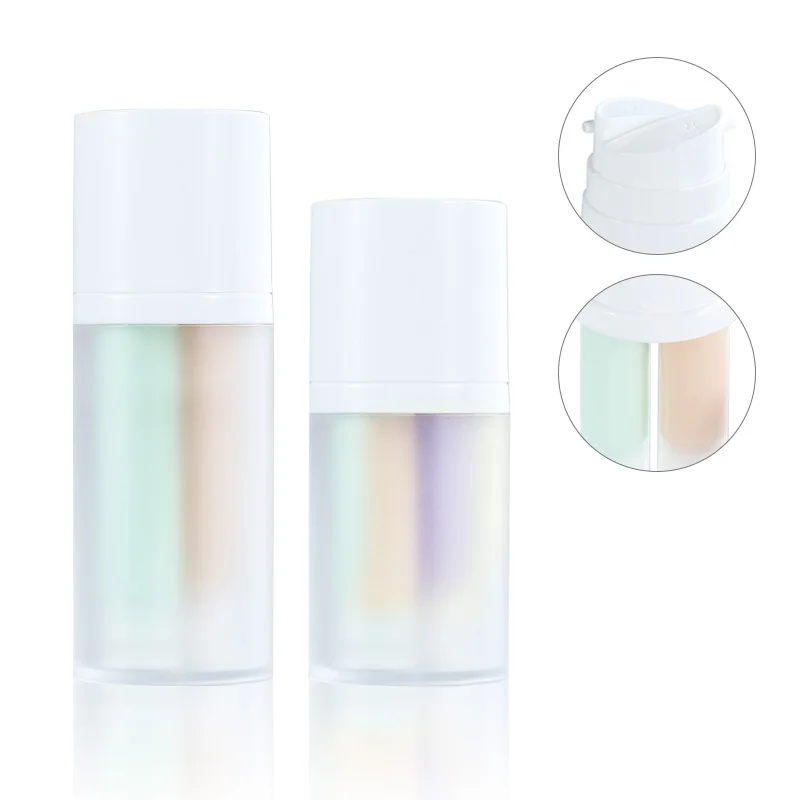 Cosmetic Airless Lotion Pump Bottles Multi Chamber Plastic PE Bottle Dual Chamber 30ml 50ml Hot Sale Empty Double Tube 2 in 1