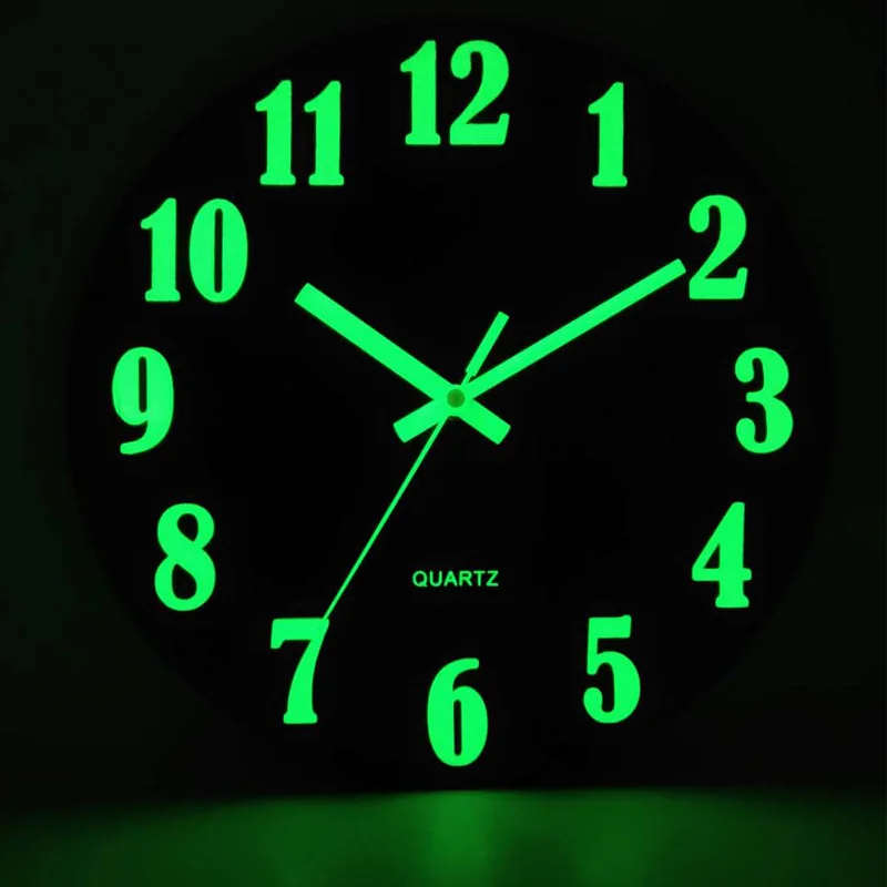 2021 fluorescence night light wooden luminous wall clock