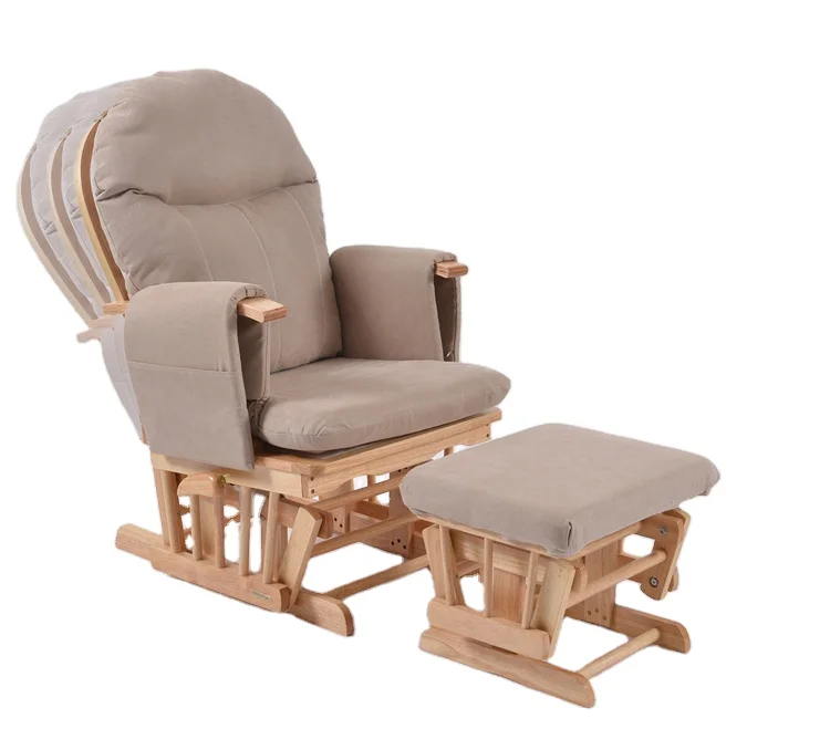 brown Color Breast Feeding Baby Sleeping Mother Nurse Reclinable Adjustable Pillow Glider Chair with Stool