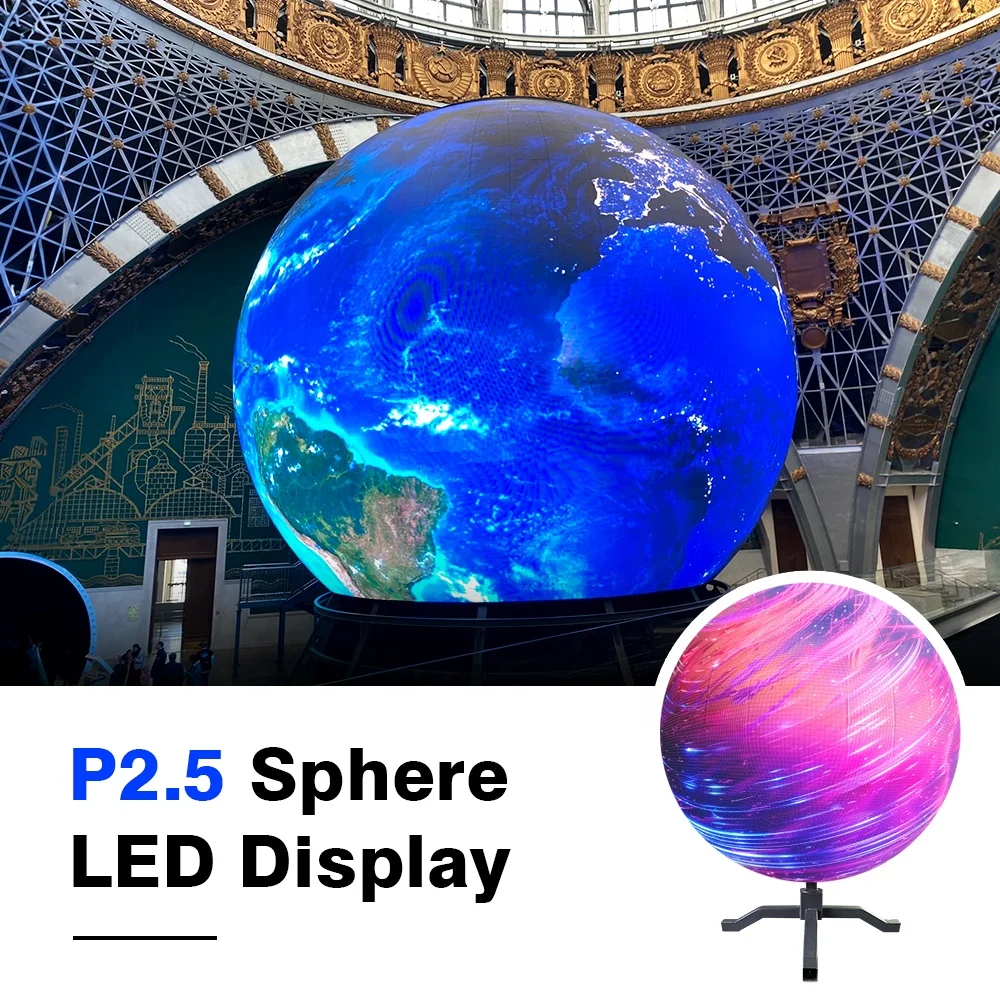 P2.5 pixel panel floor standing round globe spherical soft shaped advertising display flexible LED ball screen