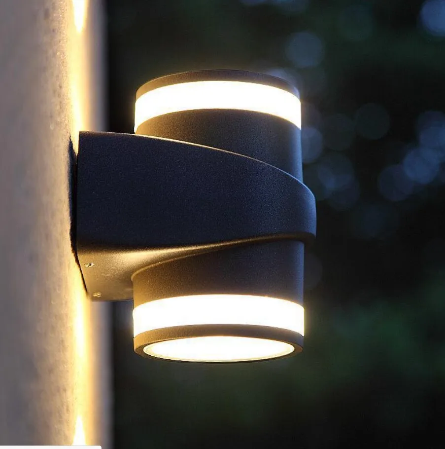 Водонепроницаемый IP54 черный вверх и вниз цилиндр cob 2 шт 5 Вт COB вверх и вниз наружный настенный светильник от 110 В до 240 В