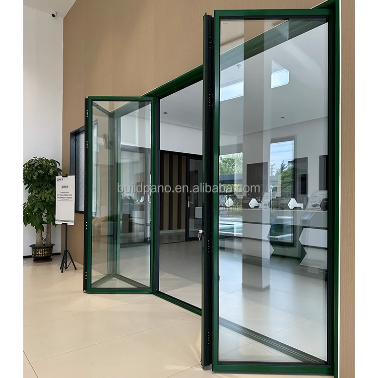 Exterior aluminum bifold door soundproof glass folding doors with German brand accessory handles