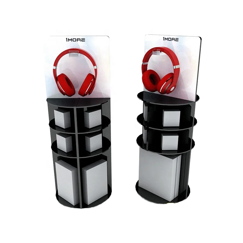 Factory Customized Acrylic Earphone Display Rack with Rotating Display Stand Organic Glass Earphone Cabinet for Customization