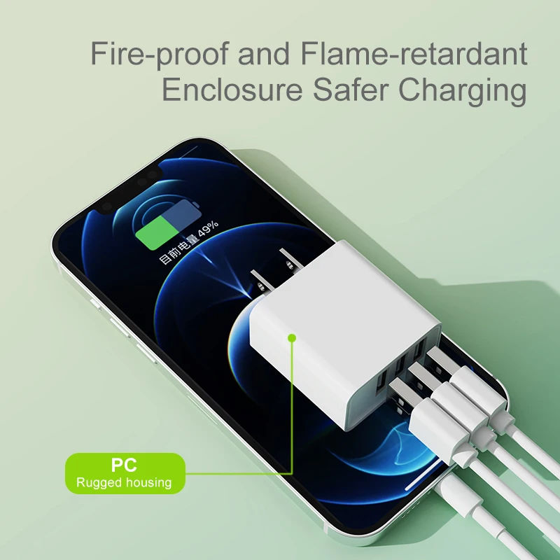 12W 3-Port USB Plug Cube chargers Fireproof Material USB Cube Power chargers adapters for iPhone