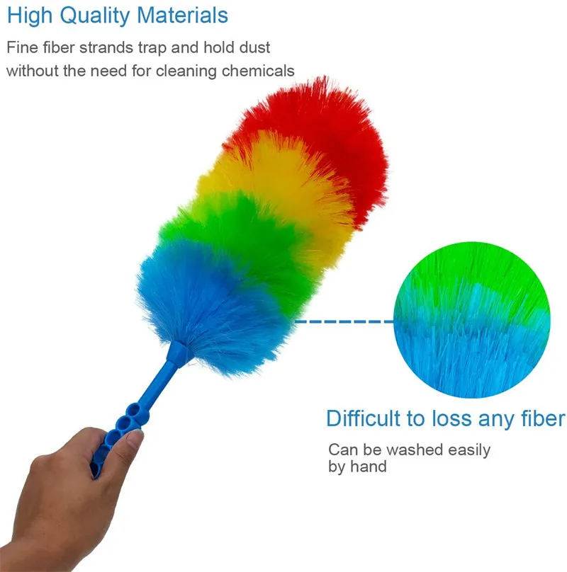 Upgrade 19 inches Static Duster Beandable and Washable - More Fibers Bigger Head Less Loss of Fiber Duster