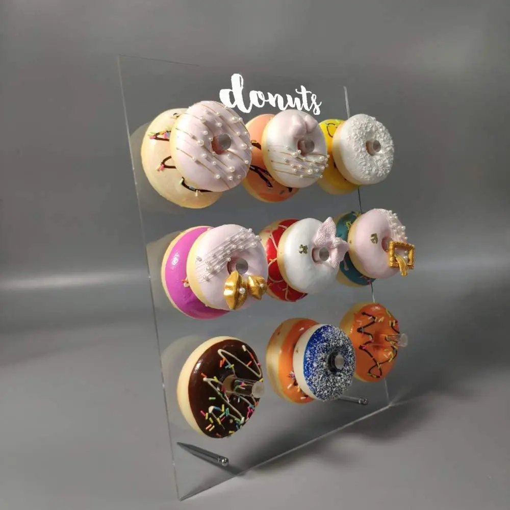 Reusable Clear Acrylic Wall Display Stand On Table Handmade Donut Holder For Party