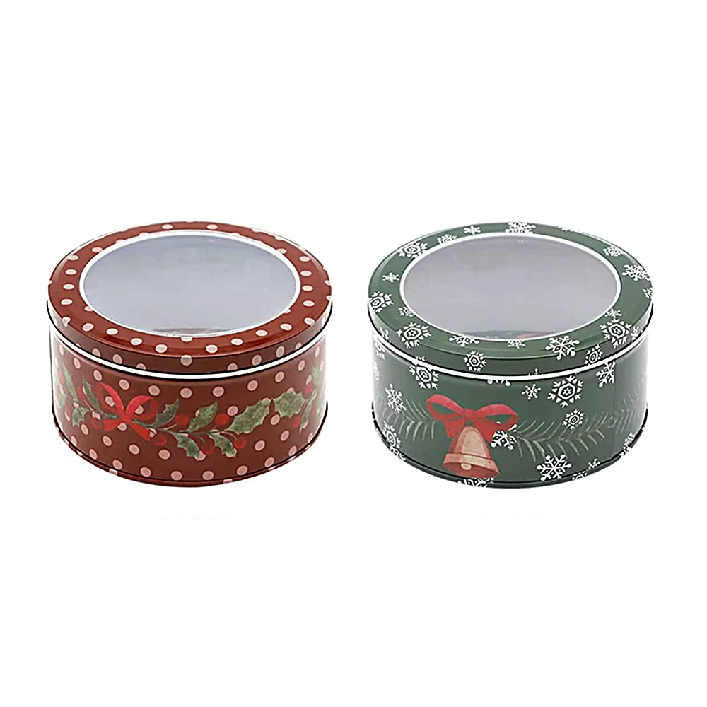 Hot sale Factory Custom Food Metal Round Tin Can tin box With Window lid For Cookies Biscuit Candy Packaging
