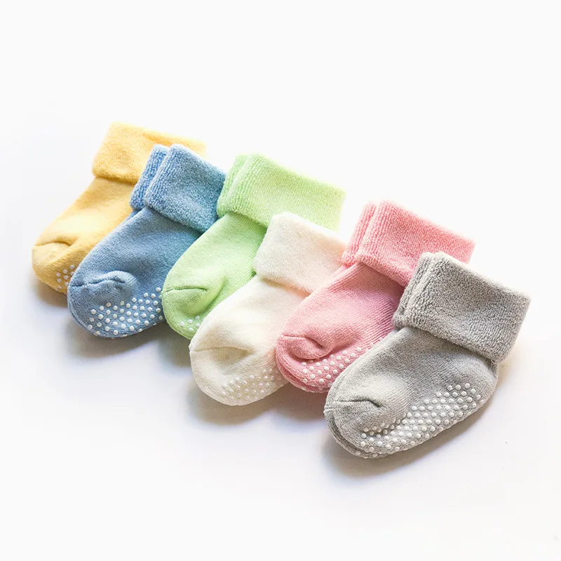 Baby socks winter wool thickened loose socks combed cotton non-slip dispensing baby socks