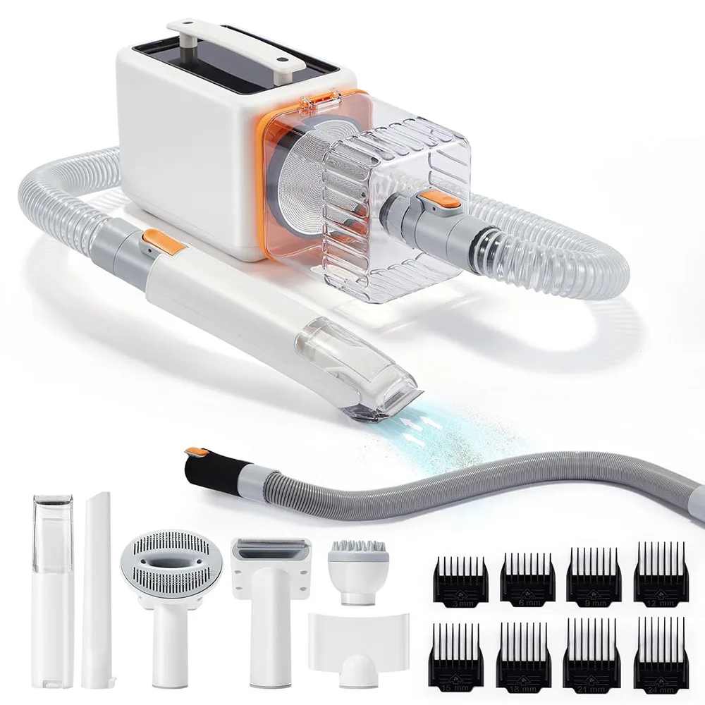 2800W Stepless Speed Pet Hair Dryer Blow & Vacuum 2 in 1 Hot and Cold Adjustable with 4 Nozzles 1 Dog Grooming Bruch 1 Pet Towel