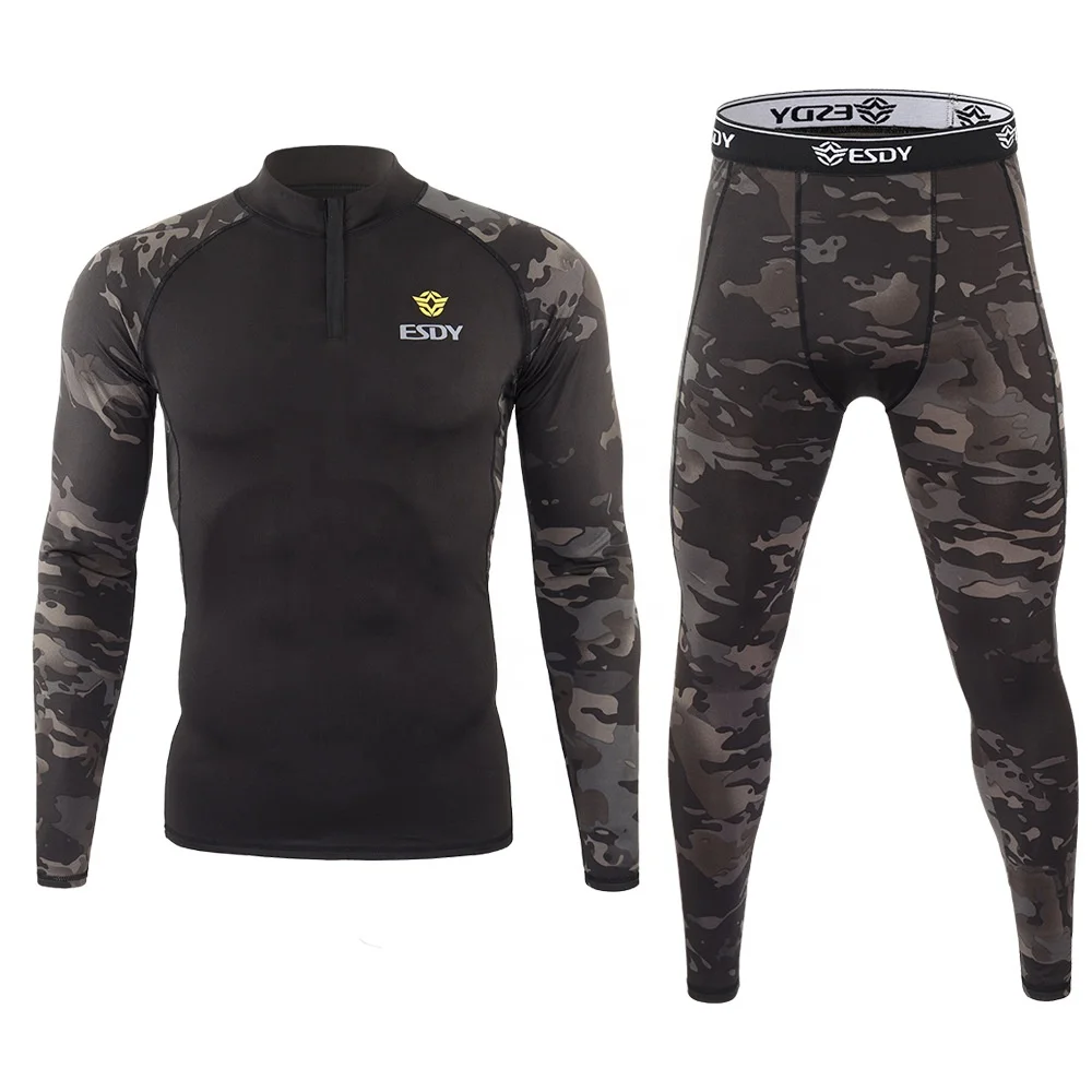 ESDY Outdoor Sports Underwear Suit Spring And Autumn Long Sleeve Johns CP Color ESDY Outdoor  Long Johns thermal underwear set