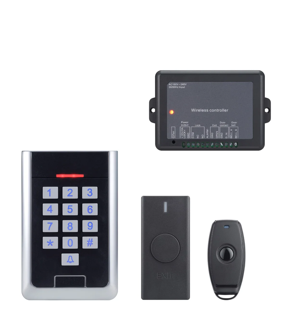 DIY 433MHZ Wireless Access Control Kits With Wireless Door Controller And Power Supply Integrated,Wireless Switch and remoter
