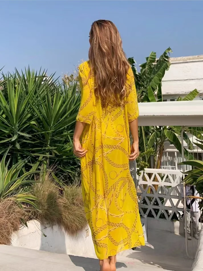 2022 summer new fashion printed ladies cloak + bikini split swimsuit three-piece beach bikini