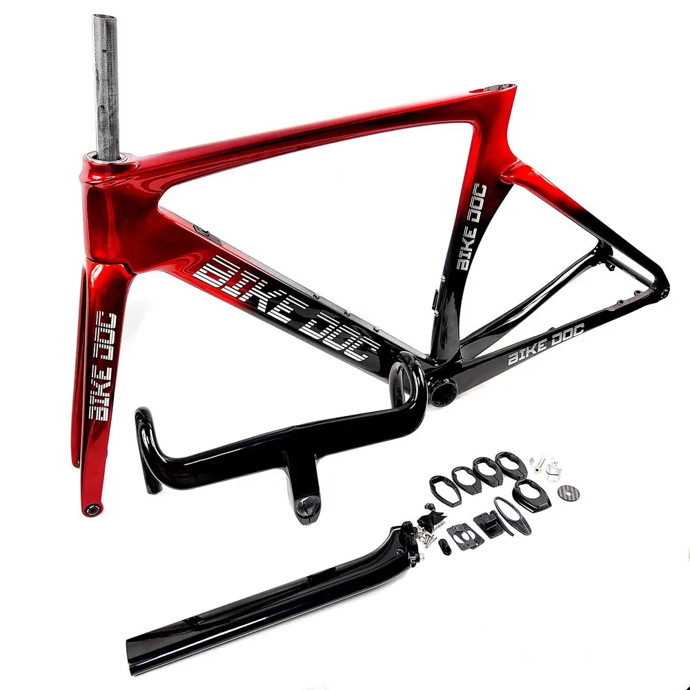 BIKEDOC HQR37  Road Climbing Disc Brake Bicycle Frame Internal Cable Running Carbon Road Bike Frameset with Integrated Handlebar