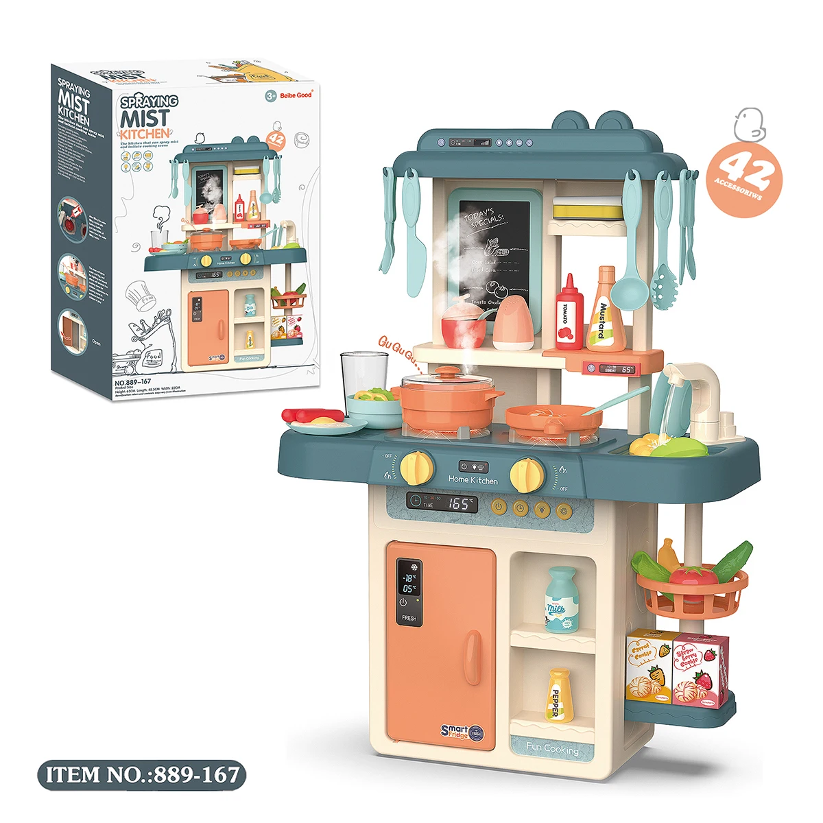 Plastic Spray Realistic Lights Sounds Pretend Play Preschool Cooking Game Set Kitchen Toys For KIDS