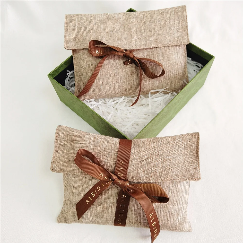 Chuanghua BSCI Jute Envelope Dust Bag With Lining Layer Natural Jute Flap Pouch Envelope Flap Pouch Luxury For Clothing Shoes