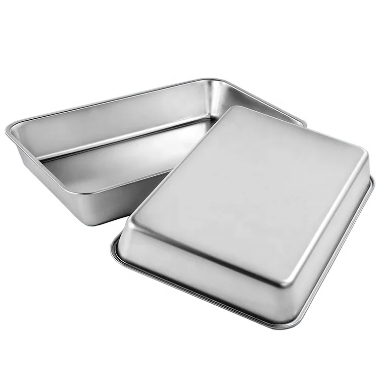 Rectangle Bake Pan Non Stick Kitchen Bakeware Stainless Steel Oven Use Cookie And Baking Sheets Cake Baking Tray