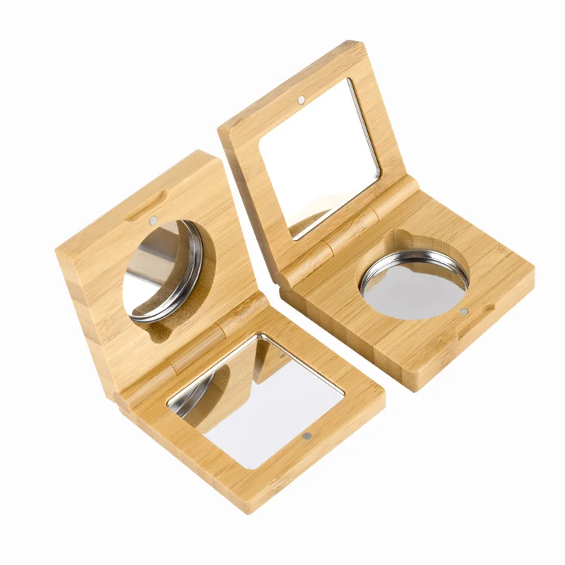 Make Up Cosmetic Organizer Palette Private Label Eyeshadow Empty Bamboo Eyeshadow Palette With Mirror