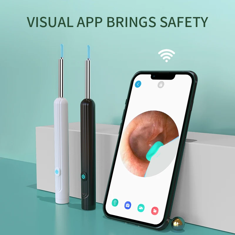 Wireless Wi-fi Visual Ear Cleaner Otoscope Ear Wax Ear Spoon Removal Sticks Endoscope with Camera Tool Kit