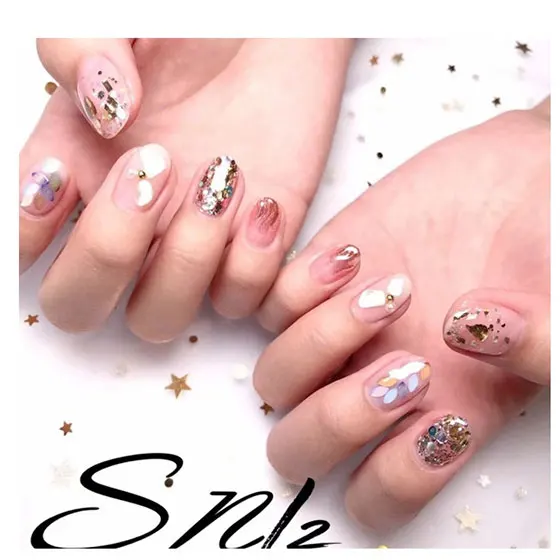 12 Colors Shell Slices Nail Rhinestones Nail Decoration