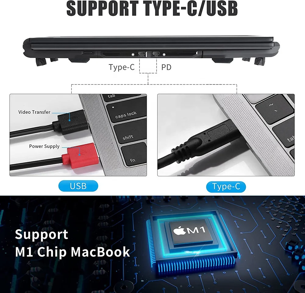 13.3 inch 16:9 FHD IPS Triple Laptop Screen Extender for Pad Triple Portable Monitor for Laptop Screen Extender