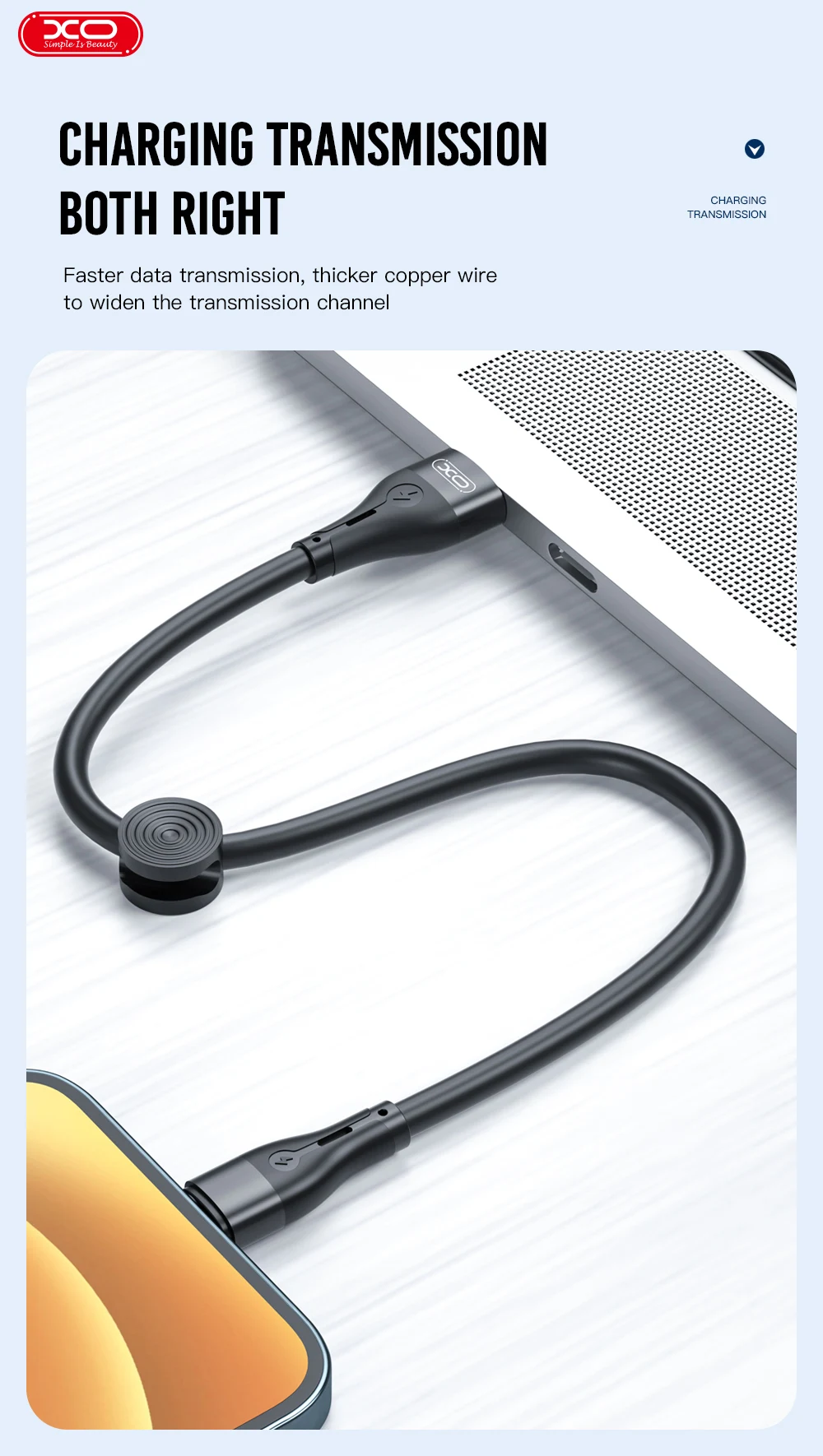 XO NB179  OEM Customized  2.4A USB Cable  Micro  Date Cable 1M 2M  USB Charging Cable for iPhone 12/13 Black White