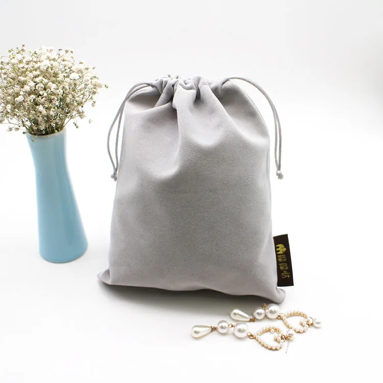 
New design customized white velvet jewelry drawstring gift bag with logo 