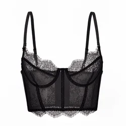 French Eyelashes Lace Slim Sexy Ultra-Thin Breathable Underwear Vest-Style Sexy See-Through Bra