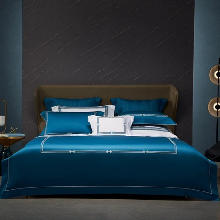 Aimaylai Luxury Soft 100% Cotton100s Home Hotel 4 Piece Bed Sheets Set Solid Color Custom Design Comforter Bedsheet Bedding Set