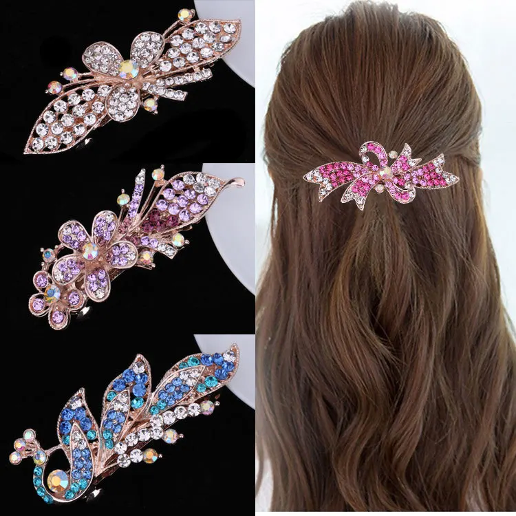 Fashion Rhinestone Hair Clip Headdress Bow Hairpin Ladies Top Clip Hair Accessories