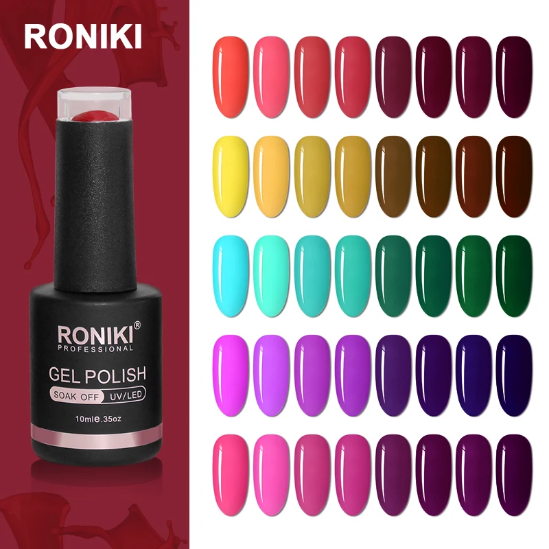 RONIKI China Best Selling 10 ml Gel Nail Polish Custom Private label Lasting Easy Soak Off Uv Gel Nails