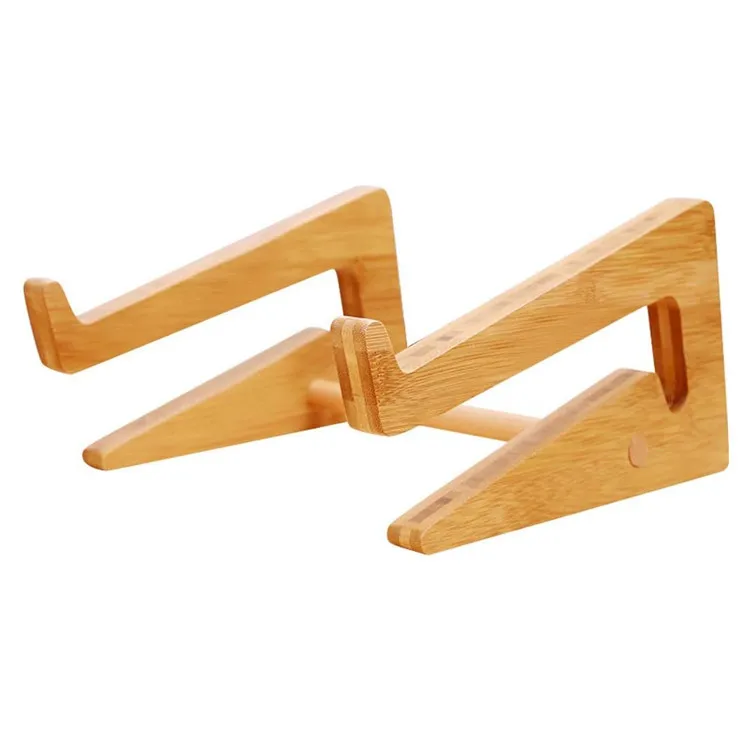 Multifunctional Flexible Portable Bamboo Laptop Stand With Natural Color