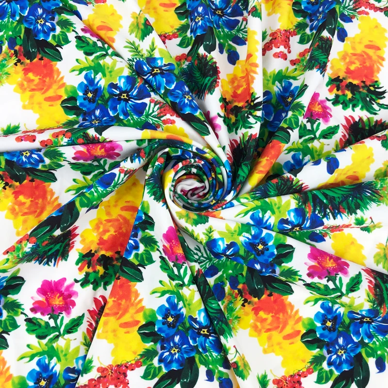 Custom Printed 80 Nylon 20 Spandex Fabric High Elastic Dry Fit Jersey Print Fabric for Swimwear Dance wear