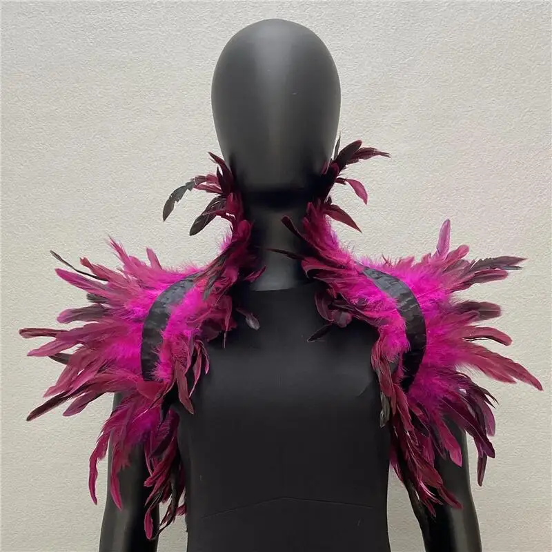Luxury Feather Shoulder Wraps Sexy Women Cosplay Halloween Gothic Feather Shrugs Shawl