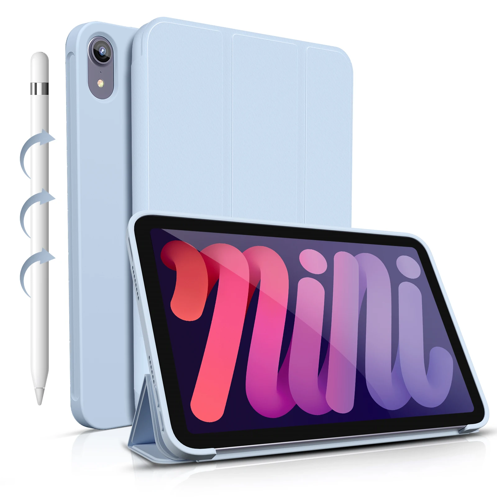 2021 трехскладной чехол для планшета iPad mini 6 ТПУ без гнезда для карандаша противоударный мягкий силиконовый чехол для iPad mini 6 Чехол