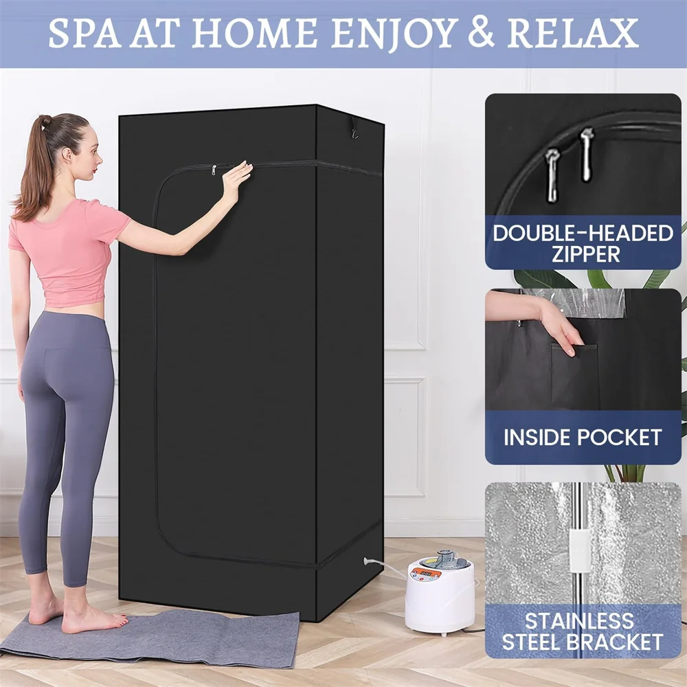 Personal Home Spa Portable Steam Sauna Box Foldable Whole Body Sauna Tent with Steamer Foldable Chair