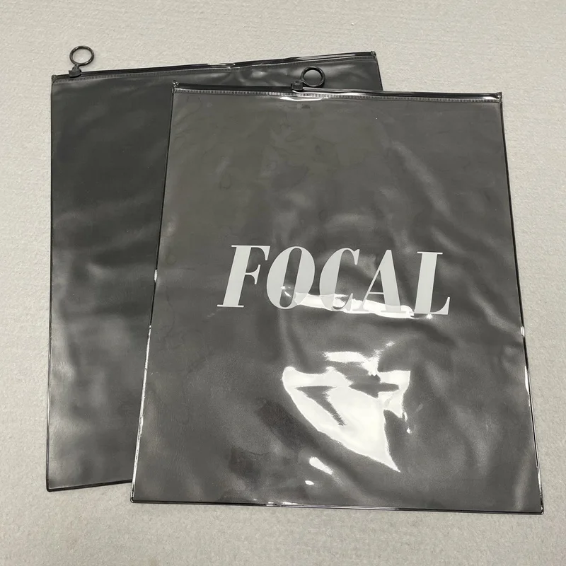 High Quality Transparent Custom PVC Plastic Bag Packaging Wig Clothes , Cosmetic Boutique Packing Zip lock Bags With Logo