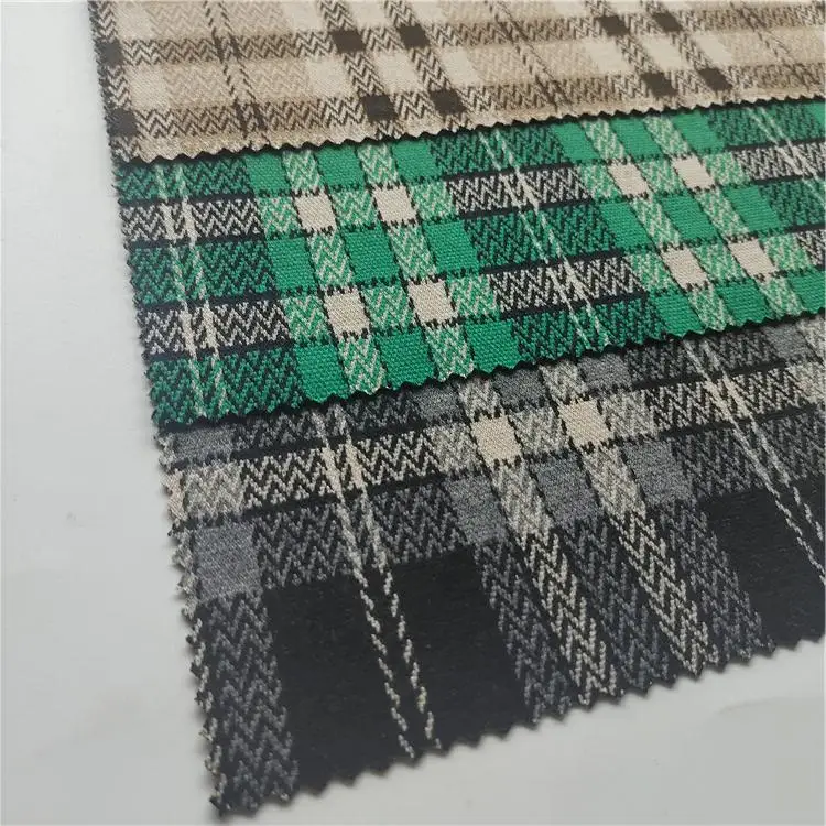 Custom plaid twill double brushed polyester fleece tweed fabric for garment factory wholesaler
