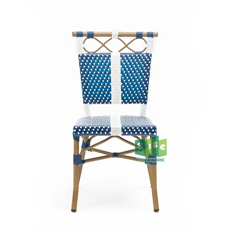 Wholesale outdoor rattan wicker paris cafe charis blue stackable (E6018)
