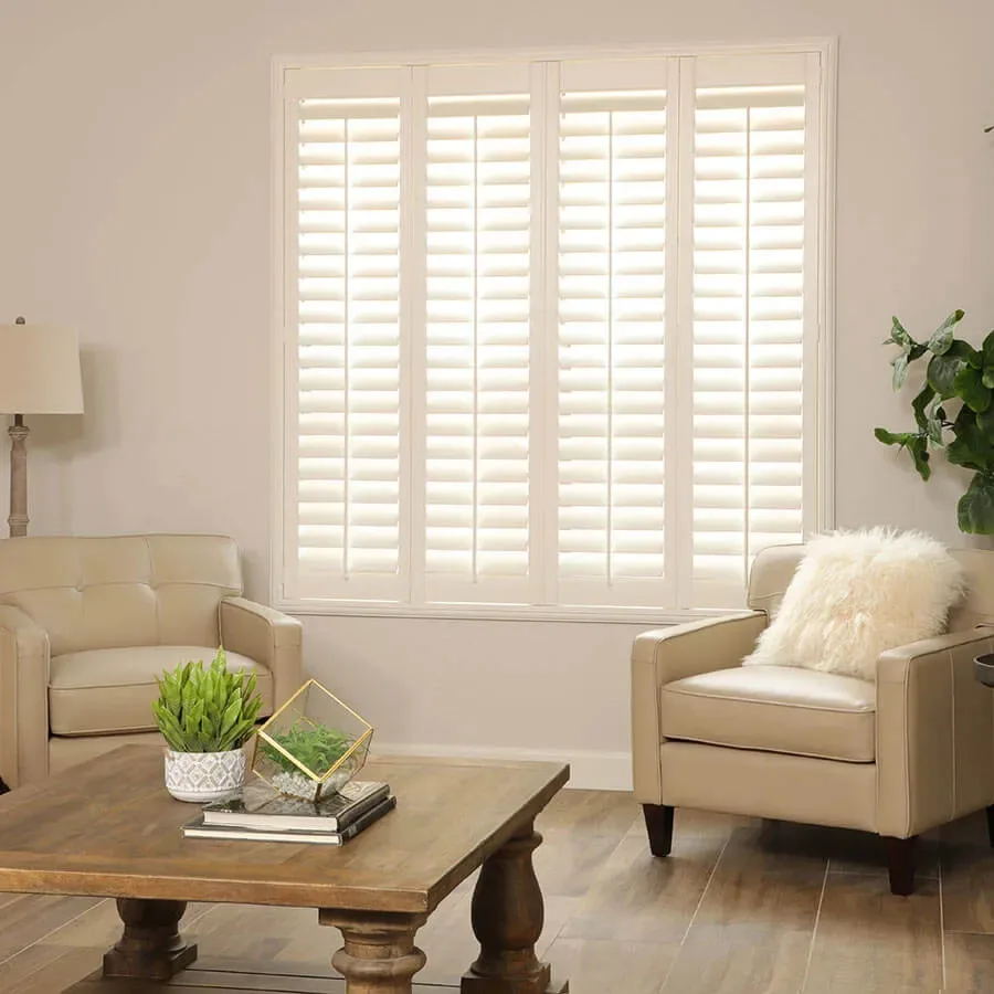 Wholesale Price Adjustable California Wooden Electric Window Plantation Shutters  Style Outdoor Plastic Shutters PVC Shutters