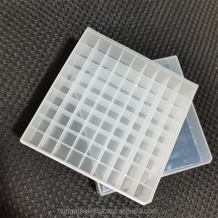 SINGATEE Lab Cryo Tube Rack Cryogenic Tubes 1.0ml 1.5ml 2ml Cryo Vial PP Cryogenic Freeze Storage 25 Wells 81 Wells 100 Wells